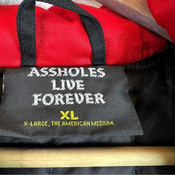 Assholes Live Forever Roses Embroidered Bomber Jacket Size XL - Picture 7 of 9
